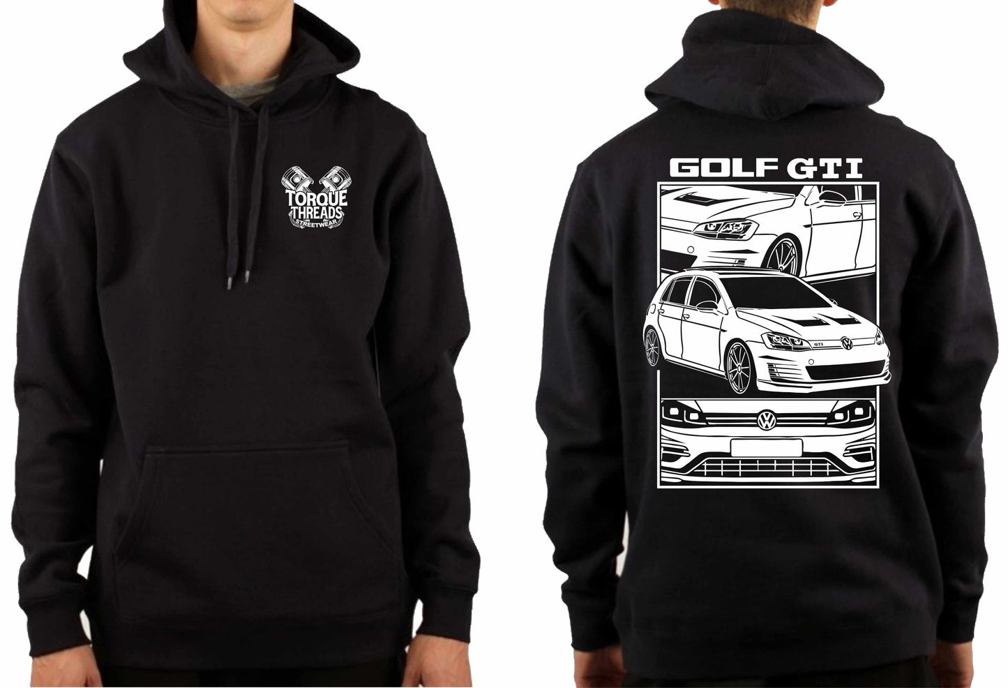 VOLKSWAGEN GOLF GTI WHITE COMIC STYLE HOODIE
