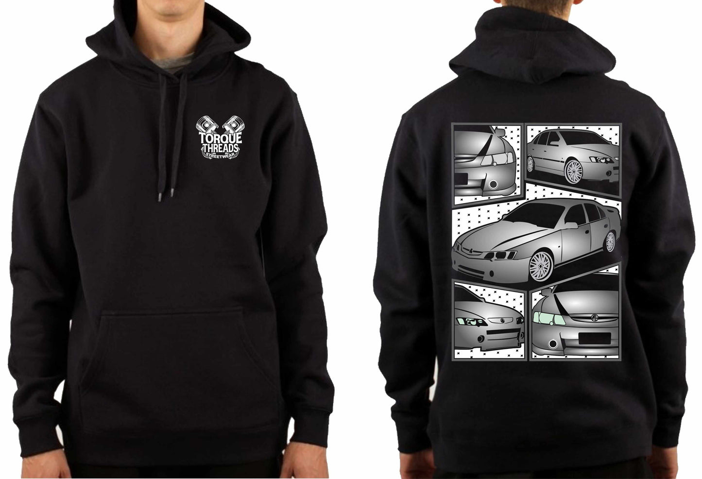 HOLDEN VY VZ COMMODORE GRAY COMIC STYLE HOODIE