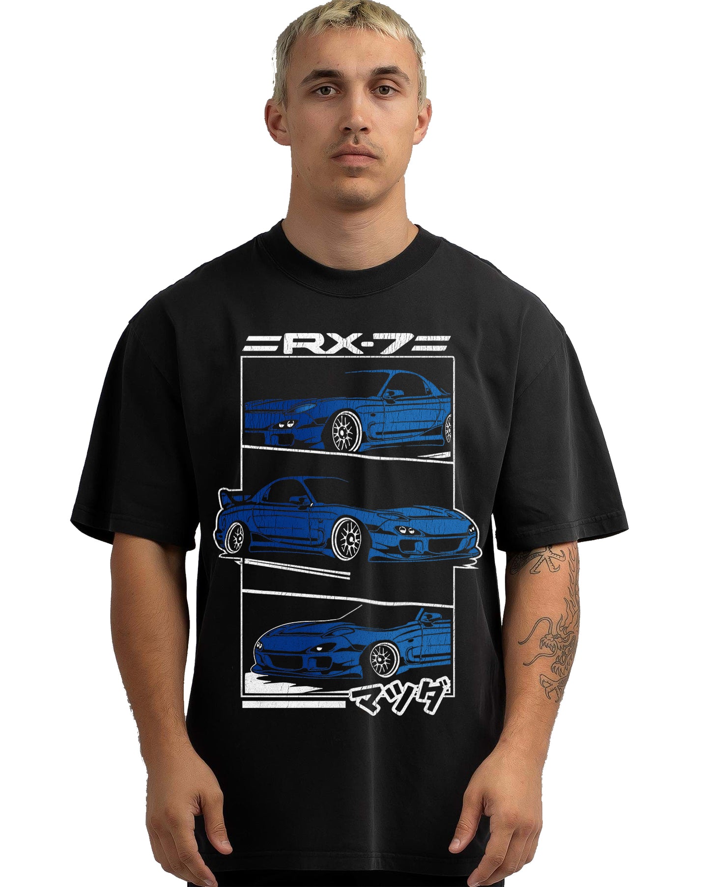 VINTAGE FADED TSHIRT | MAZDA RX7 FD BLUE