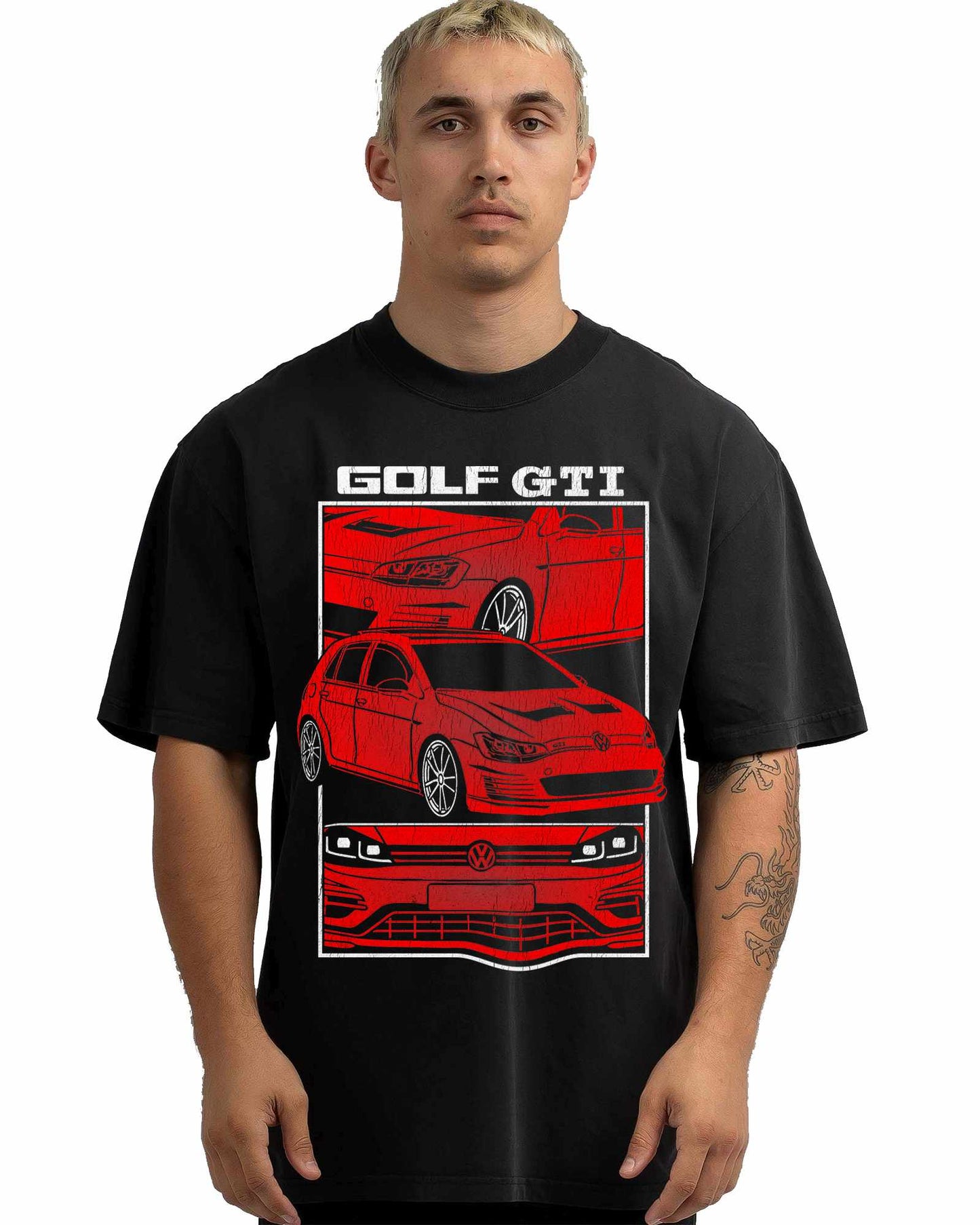VINTAGE FADED TSHIRT | VOLKSWAGEN GOLF GTI RED
