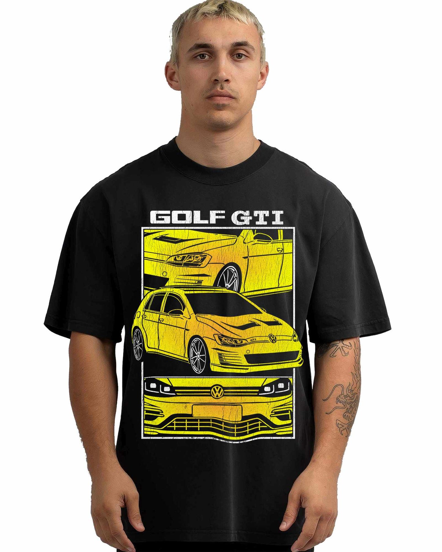 VINTAGE FADED TSHIRT | VOLKSWAGEN GOLF GTI YELLOW