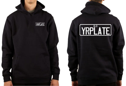 CUSTOM NUMBER PLATE FRONT & BACK | PULLOVER HOODIE