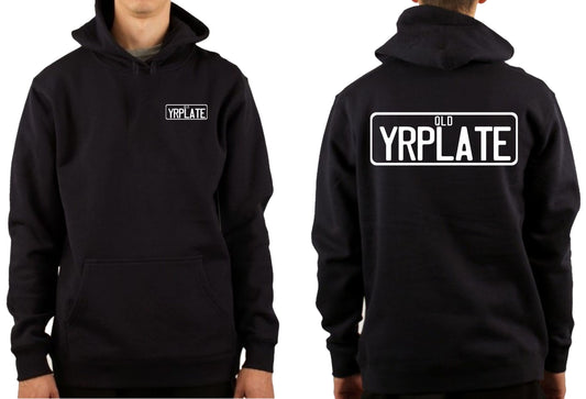 CUSTOM NUMBER PLATE FRONT & BACK | PULLOVER HOODIE