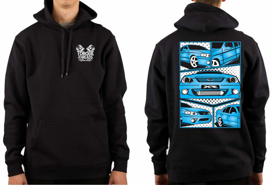 FORD BA FALCON BLUE COMIC STYLE HOODIE