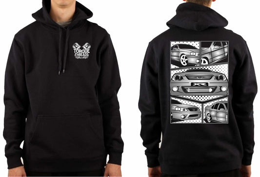 FORD BA FALCON GRAY COMIC STYLE HOODIE