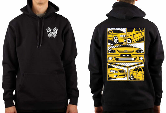 FORD BA FALCON YELLOW COMIC STYLE HOODIE