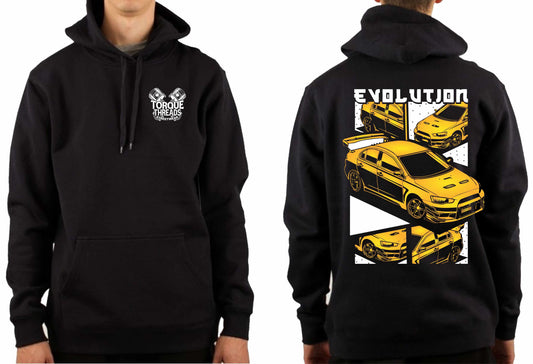 MITSUBISHI EVOLUTION YELLOW COMIC STYLE HOODIE