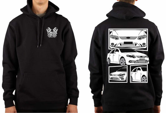 FORD FG FALCON WHITE COMIC STYLE HOODIE
