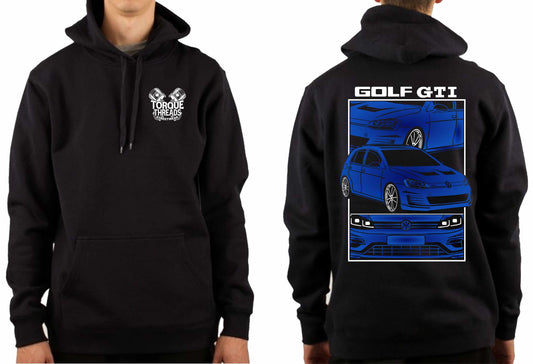 VOLKSWAGEN GOLF GTI BLUE COMIC STYLE HOODIE