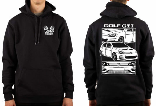 VOLKSWAGEN GOLF GTI WHITE COMIC STYLE HOODIE