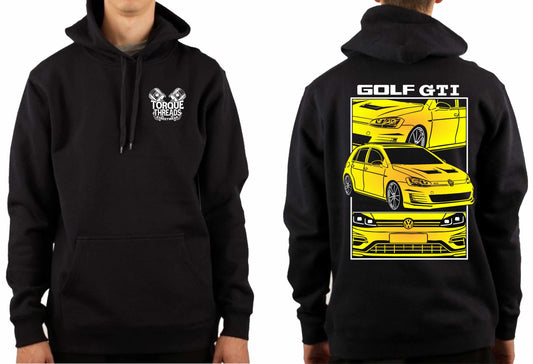 VOLKSWAGEN GOLF GTI YELLOW COMIC STYLE HOODIE