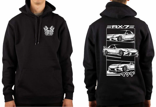 MAZDA RX7 FD WHITE COMIC STYLE HOODIE