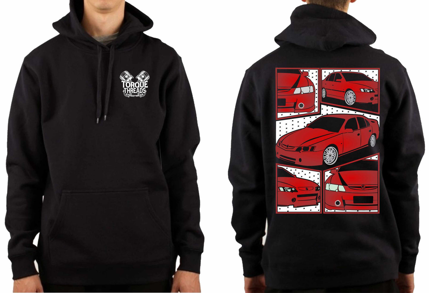 HOLDEN VY VZ COMMODORE RED COMIC STYLE HOODIE