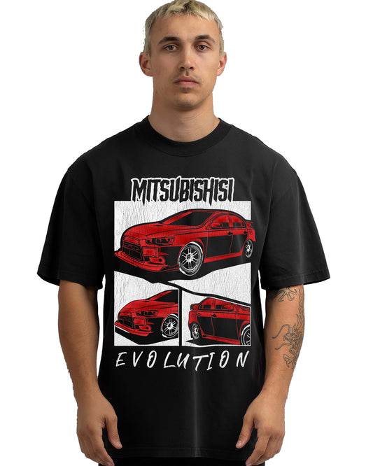 VINTAGE FADED TSHIRT | MITSUBISHI EVO RED