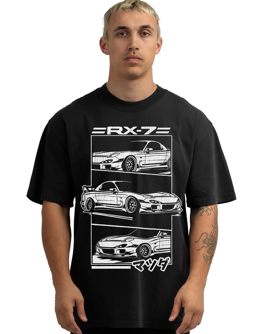 VINTAGE FADED TSHIRT | MAZDA RX7 FD WHITE