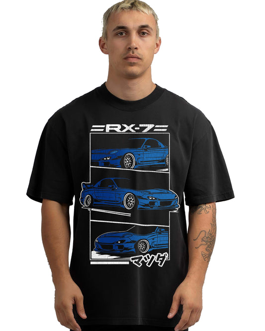 VINTAGE FADED TSHIRT | MAZDA RX7 FD BLUE