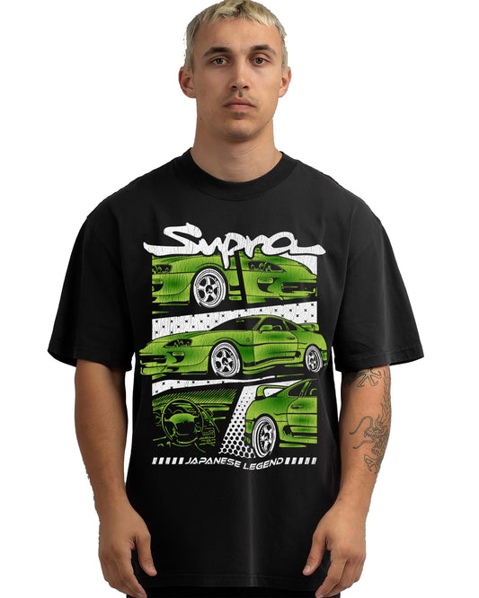 VINTAGE FADED TSHIRT | TOYOTA SUPRA JZA80 GREEN