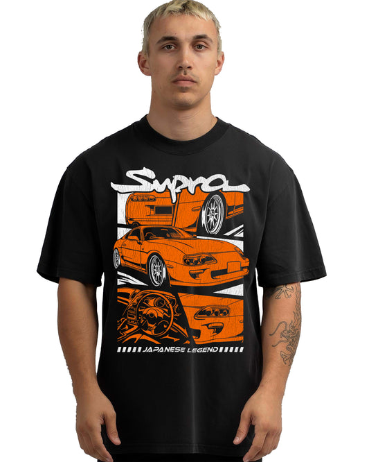 VINTAGE FADED TSHIRT | TOYOTA SUPRA JZA80 ORANGE