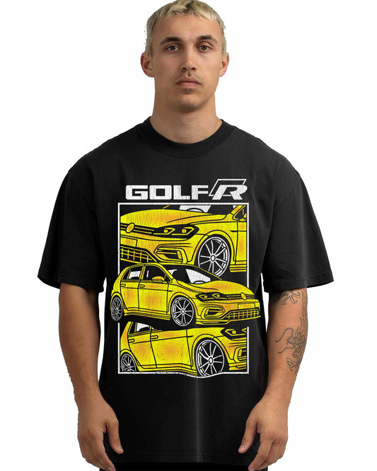 VINTAGE FADED TSHIRT | VOLKSWAGEN GOLF R32 YELLOW