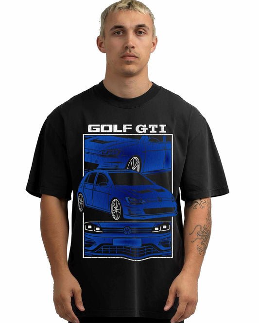 VINTAGE FADED TSHIRT | VOLKSWAGEN GOLF GTI BLUE