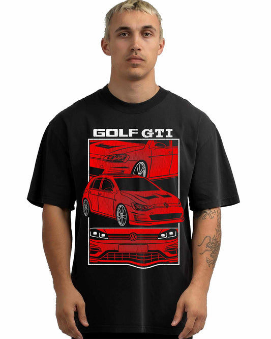 VINTAGE FADED TSHIRT | VOLKSWAGEN GOLF GTI RED